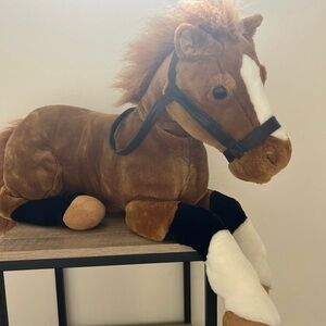 E&J Brown Horse Pony w/ halter, black white legs socks plush stuffed animal 30”